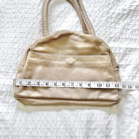 Vintage Julia Duren Beige Leather Handbag Rain Guarded USA Made - Picture 10 of 16